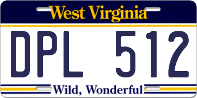 WV license plate DPL512