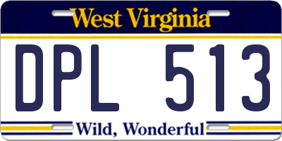 WV license plate DPL513