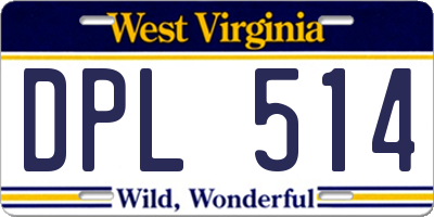WV license plate DPL514