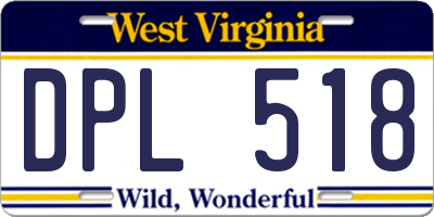 WV license plate DPL518