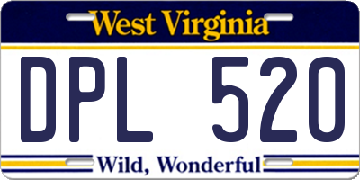 WV license plate DPL520