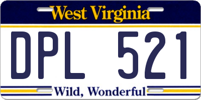 WV license plate DPL521