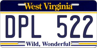 WV license plate DPL522