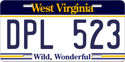 WV license plate DPL523
