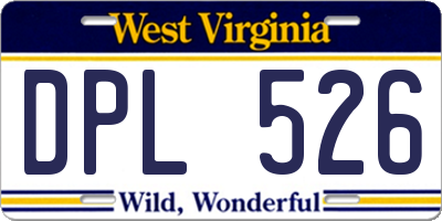 WV license plate DPL526
