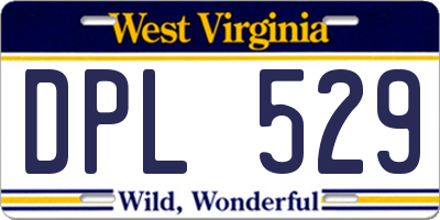 WV license plate DPL529