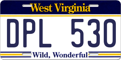 WV license plate DPL530