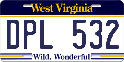 WV license plate DPL532