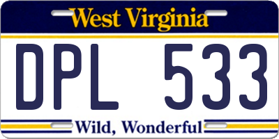WV license plate DPL533