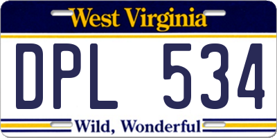 WV license plate DPL534