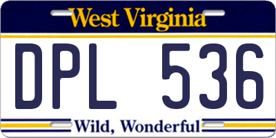 WV license plate DPL536
