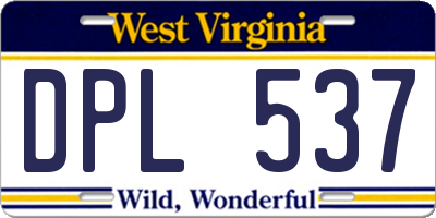 WV license plate DPL537