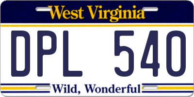 WV license plate DPL540