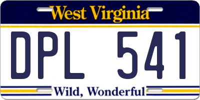 WV license plate DPL541