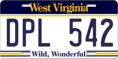 WV license plate DPL542