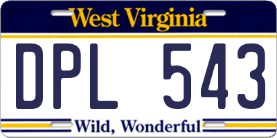 WV license plate DPL543