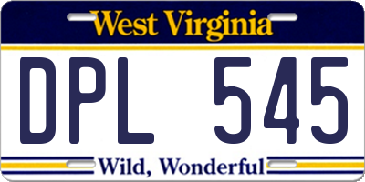 WV license plate DPL545