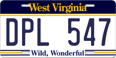 WV license plate DPL547