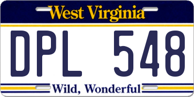 WV license plate DPL548