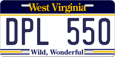 WV license plate DPL550