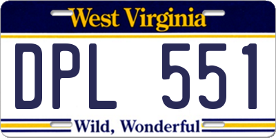 WV license plate DPL551