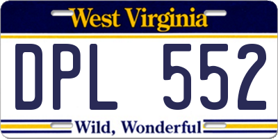 WV license plate DPL552
