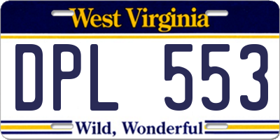 WV license plate DPL553