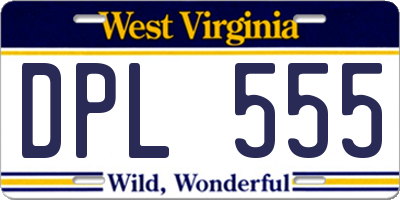 WV license plate DPL555