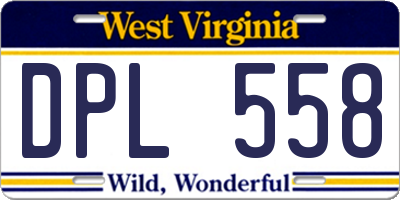 WV license plate DPL558