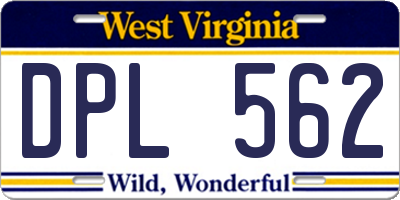 WV license plate DPL562