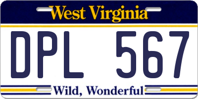 WV license plate DPL567