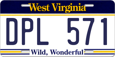 WV license plate DPL571