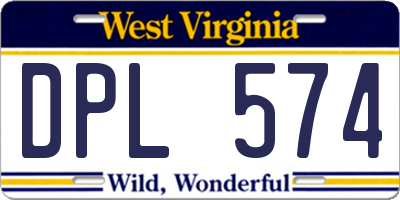 WV license plate DPL574