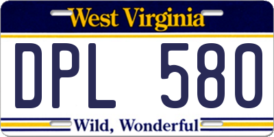 WV license plate DPL580