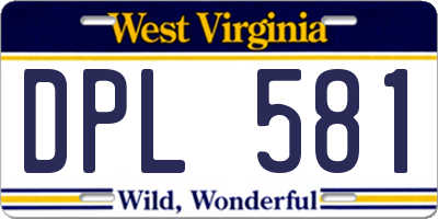 WV license plate DPL581