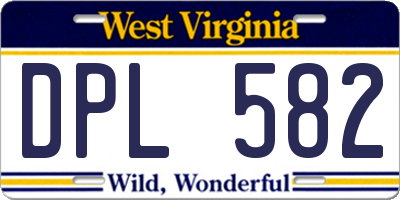 WV license plate DPL582