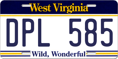 WV license plate DPL585