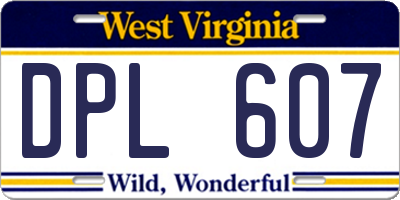 WV license plate DPL607