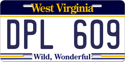 WV license plate DPL609