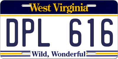 WV license plate DPL616