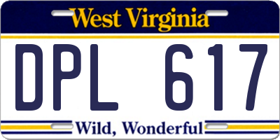 WV license plate DPL617