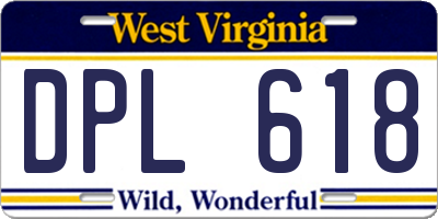 WV license plate DPL618