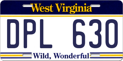 WV license plate DPL630