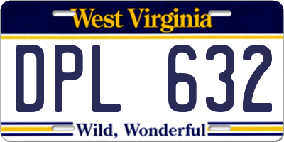 WV license plate DPL632