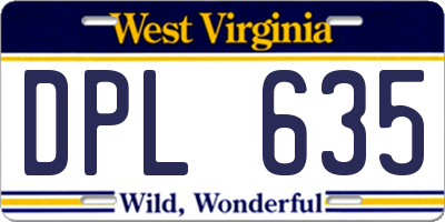 WV license plate DPL635