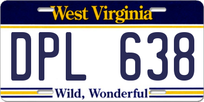 WV license plate DPL638