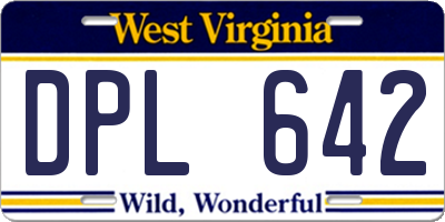 WV license plate DPL642