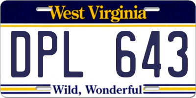 WV license plate DPL643
