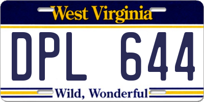 WV license plate DPL644