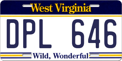 WV license plate DPL646